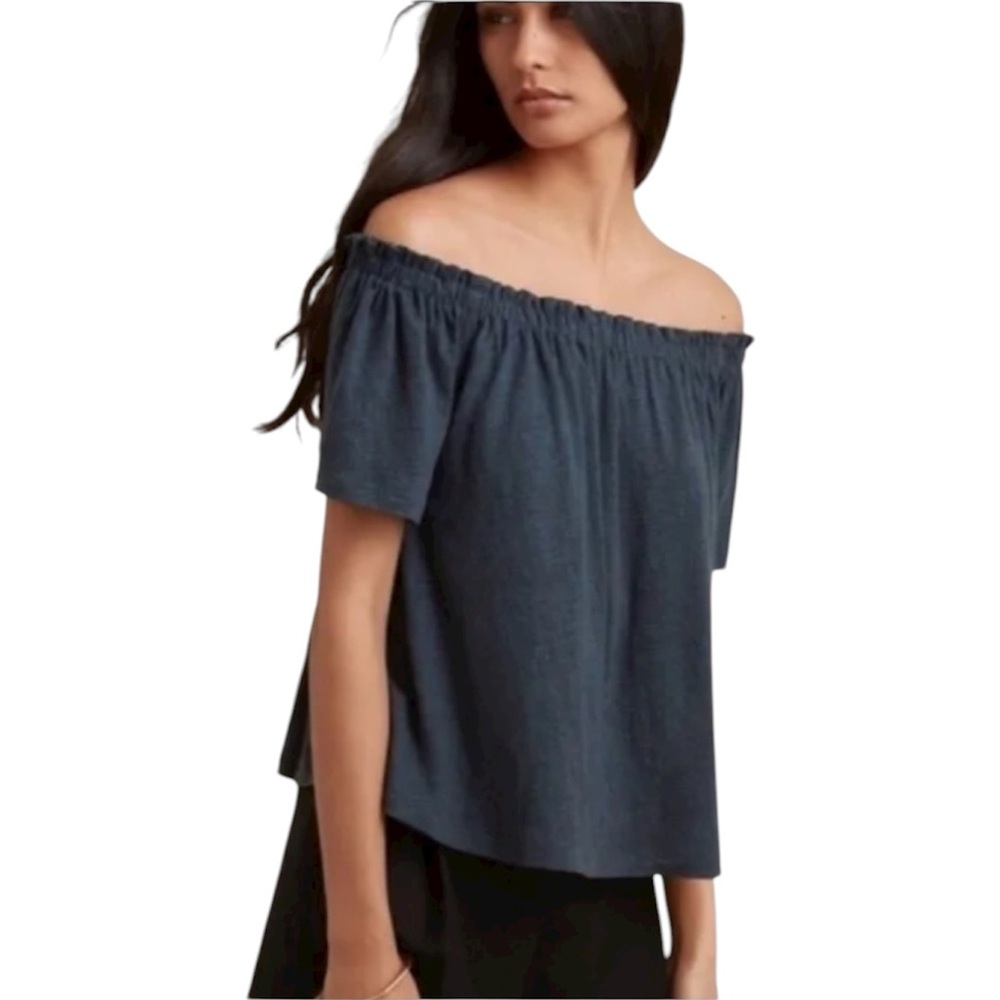Aritzia Wilfred Sartre Linen Shirt S XS Blue EUC Boho Cottagecore Flowy Ruffle